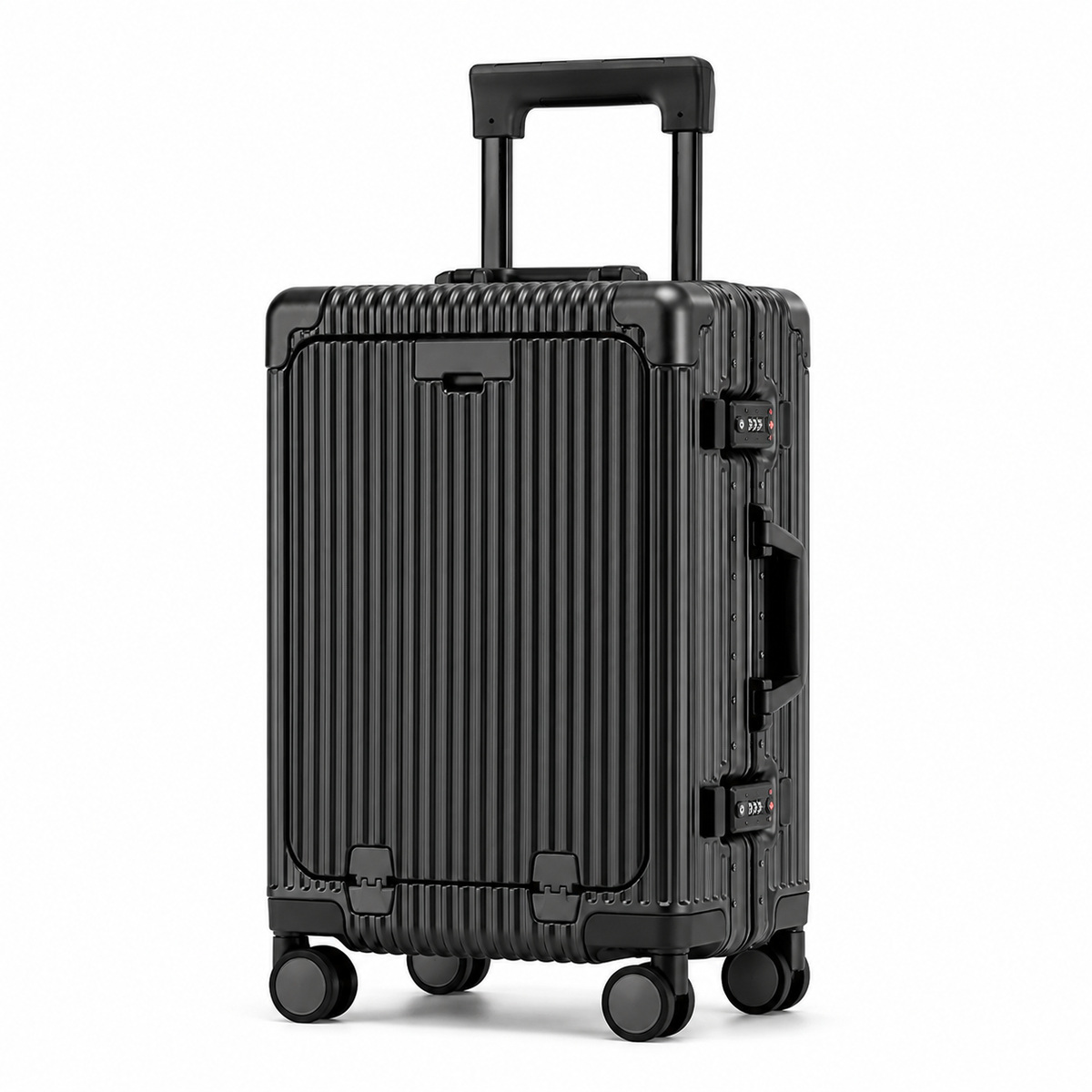 Valise cabine Orvessa Bastille coloris Gris foncé, vue de trois quarts, deux serrures à molettes sur le côté