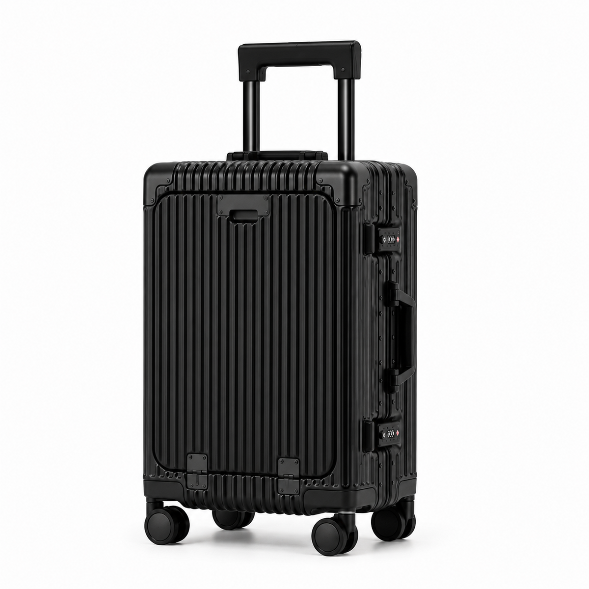 Valise cabine Orvessa Bastille coloris Noir, vue de trois quarts, deux serrures à molettes sur le côté