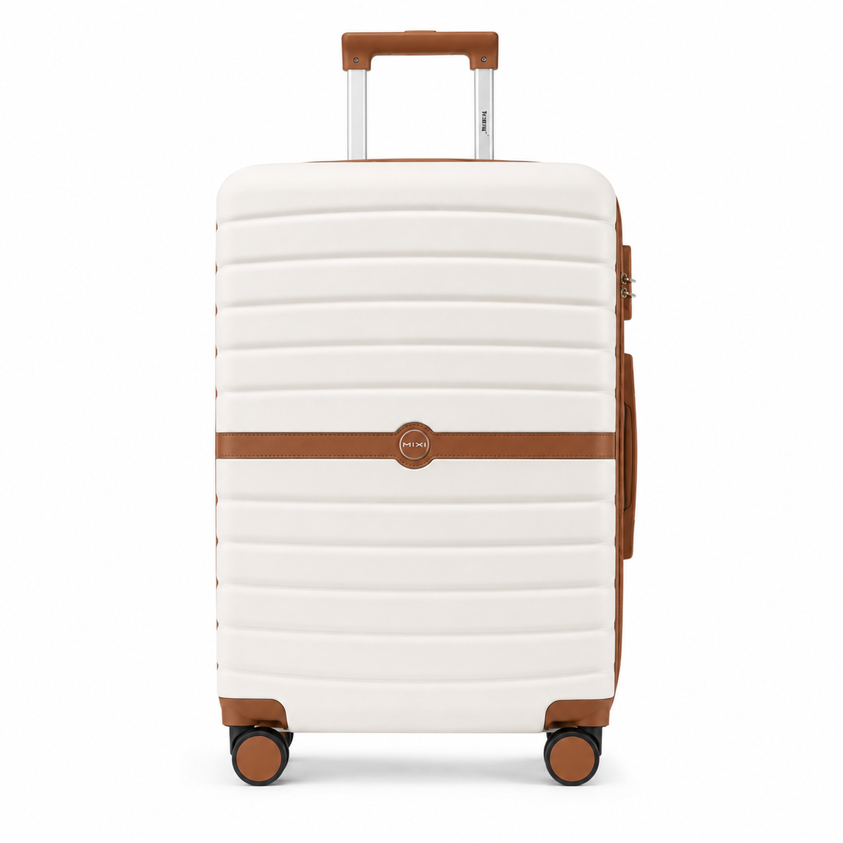 Valise Orvessa Charonne coloris Beige, vue de face, poignée télescopique sortie