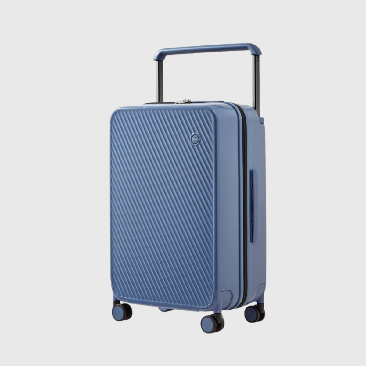 Valise cabine Orvessa Belleville coloris Bleu, vue de trois quarts, poignée télescopique sortie