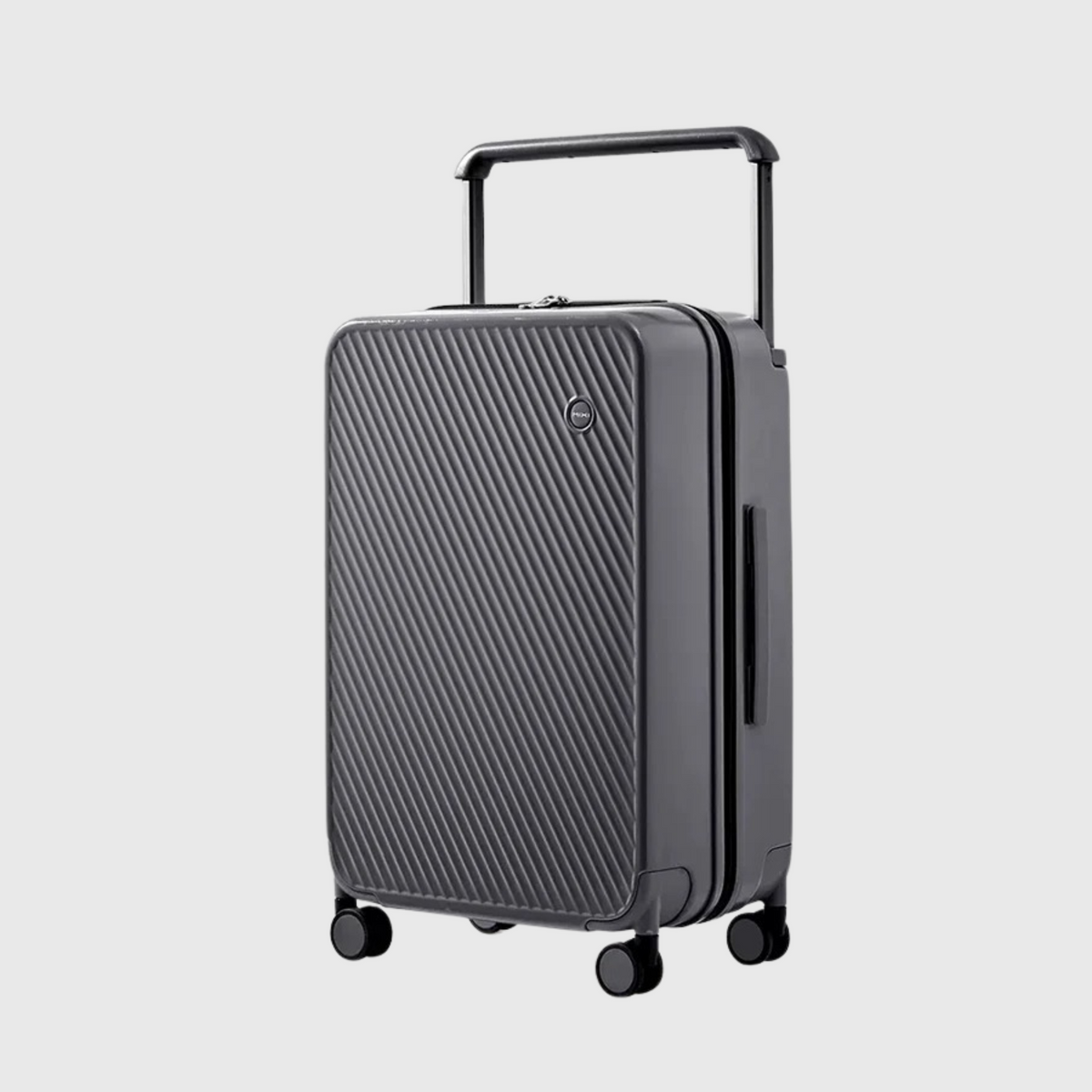 Valise cabine Orvessa Belleville coloris Gris Anthracite, vue de trois quarts, poignée télescopique sortie
